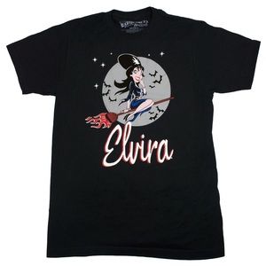 Elvira Bewitched Broom Mens Tee S-M-L-XL-2XL-3XL NWT